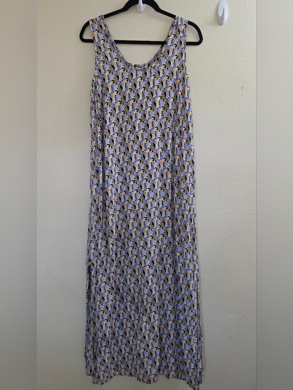 Flax Lovely Vintage Lightweight Geometric Maxi Dress, Medium